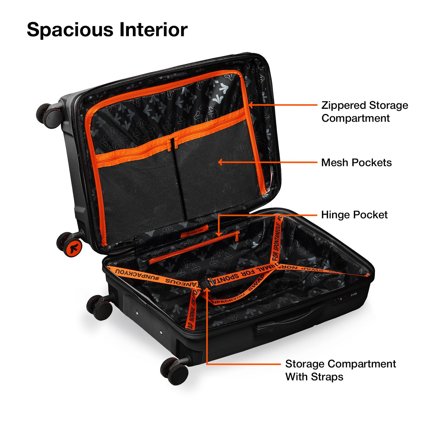 Nasher Miles Krabi Expander Hard-Sided Polypropylene Check-in Luggage Black 24 inch |65 Trolley Bag