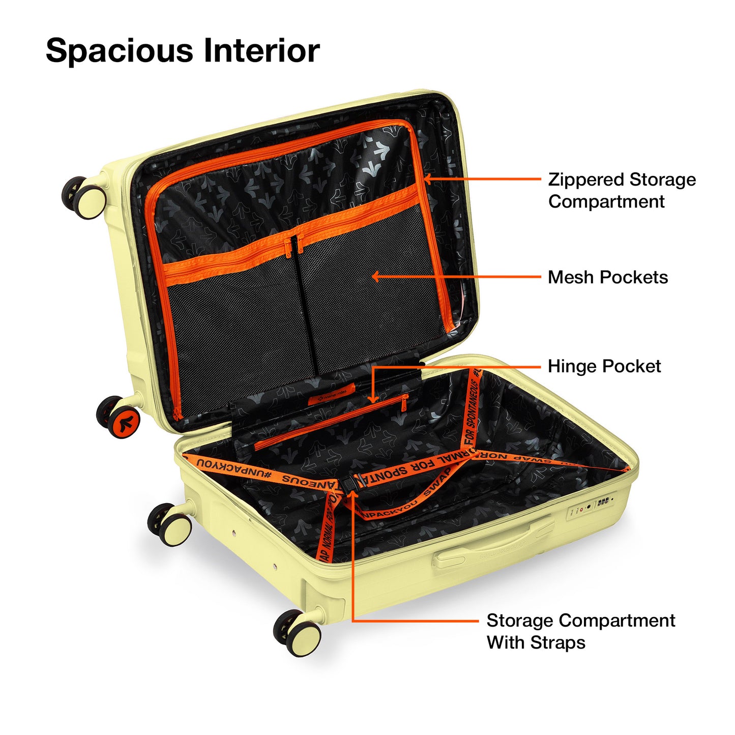 Nasher Miles Krabi Expander Hard-Sided Polypropylene Check-in Luggage Yellow 28 inch |75 Trolley Bag