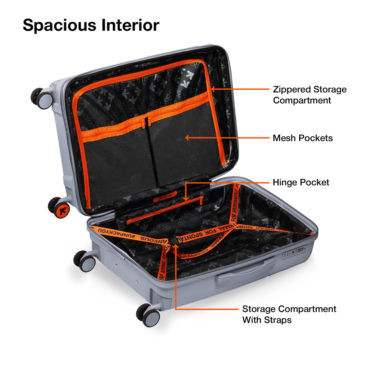 Nasher Miles Krabi Expander Hard-Sided Polypropylene Check-in Luggage Grey 28 inch |75 Trolley Bag