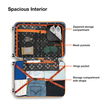 Nasher Miles Chicago Hard-Sided Polycarbonate Printed Check-in Luggage Orange Blue 28 inch (75) Trolley Bag