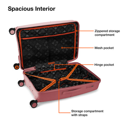 Nasher Miles Singapore Hard-Sided Polypropylene Check-in Luggage Rose Gold 24 inch |65 Trolley Bag