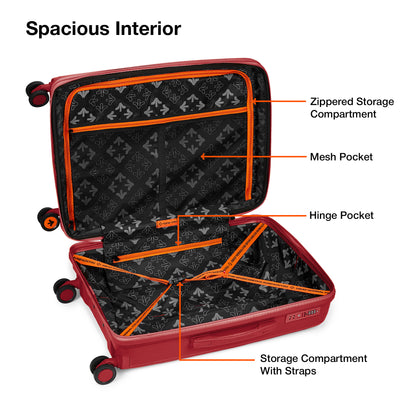 Nasher Miles Antwerp Hard-Sided Polypropylene Check-in Luggage 24 inch | 65cm TSA Lock 8 Wheels & Expander Medium Trolley Bag for Travel | Suitcase (Maroon)