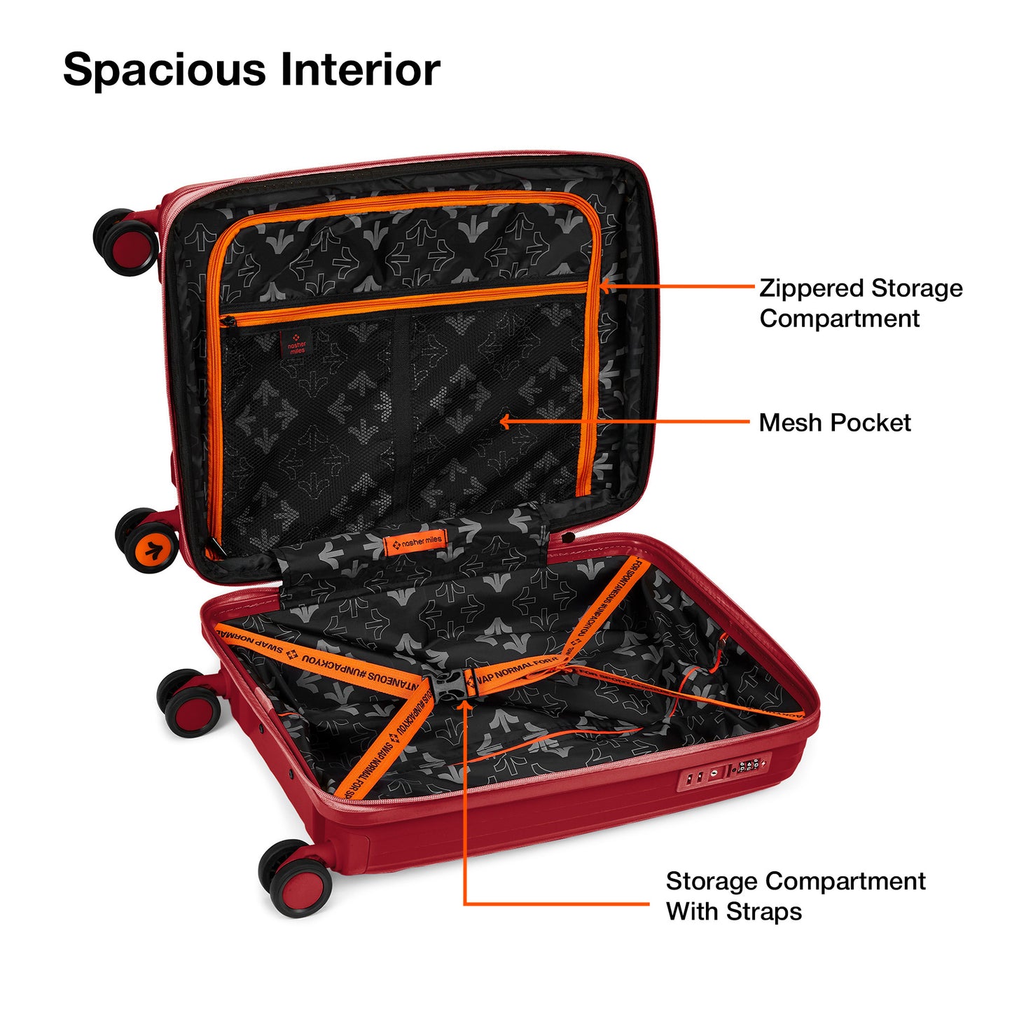 Nasher Miles Antwerp Hard-Sided Polypropylene Cabin Luggage 20 inch | 55cm TSA Lock 8 Wheels & Expander Small Trolley Bag for Travel | Suitcase (Maroon)