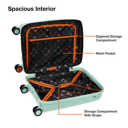 Nasher Miles Antwerp Hard-Sided Polypropylene Cabin Luggage 20 inch | 55cm TSA Lock 8 Wheels & Expander Small Trolley Bag for Travel | Suitcase (Pastel Green)