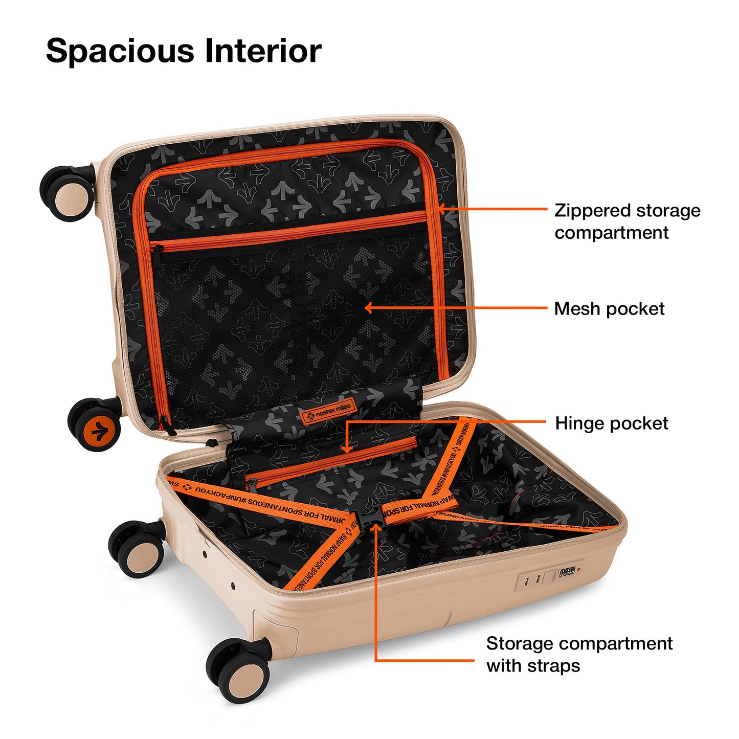 Nasher Miles Singapore Hard-Sided Polypropylene Cabin Luggage Champagne 20 inch |55 Trolley Bag