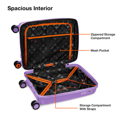 Nasher Miles Antwerp Hard-Sided Polypropylene Cabin Luggage 20 inch | 55cm TSA Lock 8 Wheels & Expander Small Trolley Bag for Travel | Suitcase (Pastel Purple)