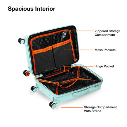 Nasher Miles Krabi Expander Hard-Sided Polypropylene Cabin Luggage Cool Mint 20 inch |55 Trolley Bag