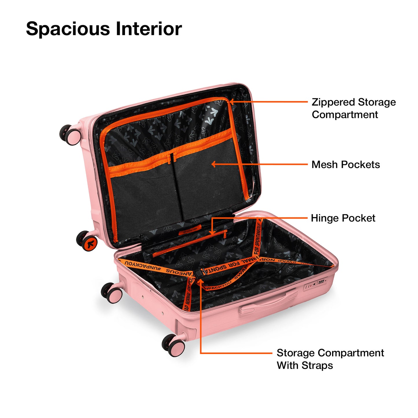 Nasher Miles Krabi Expander Hard-Sided Polypropylene Cabin Luggage Peach 20 inch |55 Trolley Bag