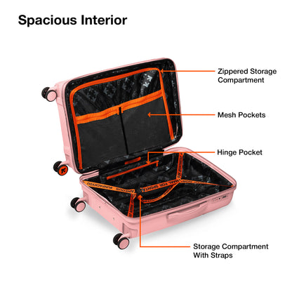 Nasher Miles Krabi Expander Hard-Sided Polypropylene Cabin Luggage Peach 20 inch |55 Trolley Bag