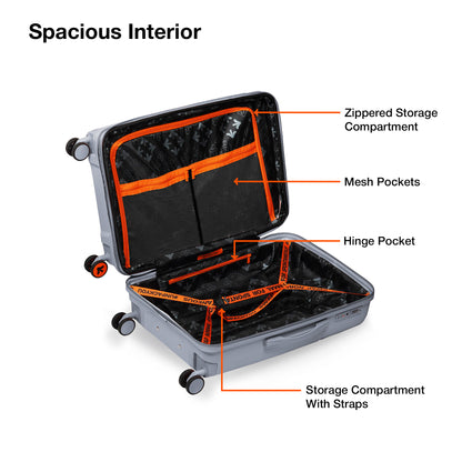 Nasher Miles Krabi Expander Hard-Sided Polypropylene Cabin Luggage Grey 20 inch |55 Trolley Bag