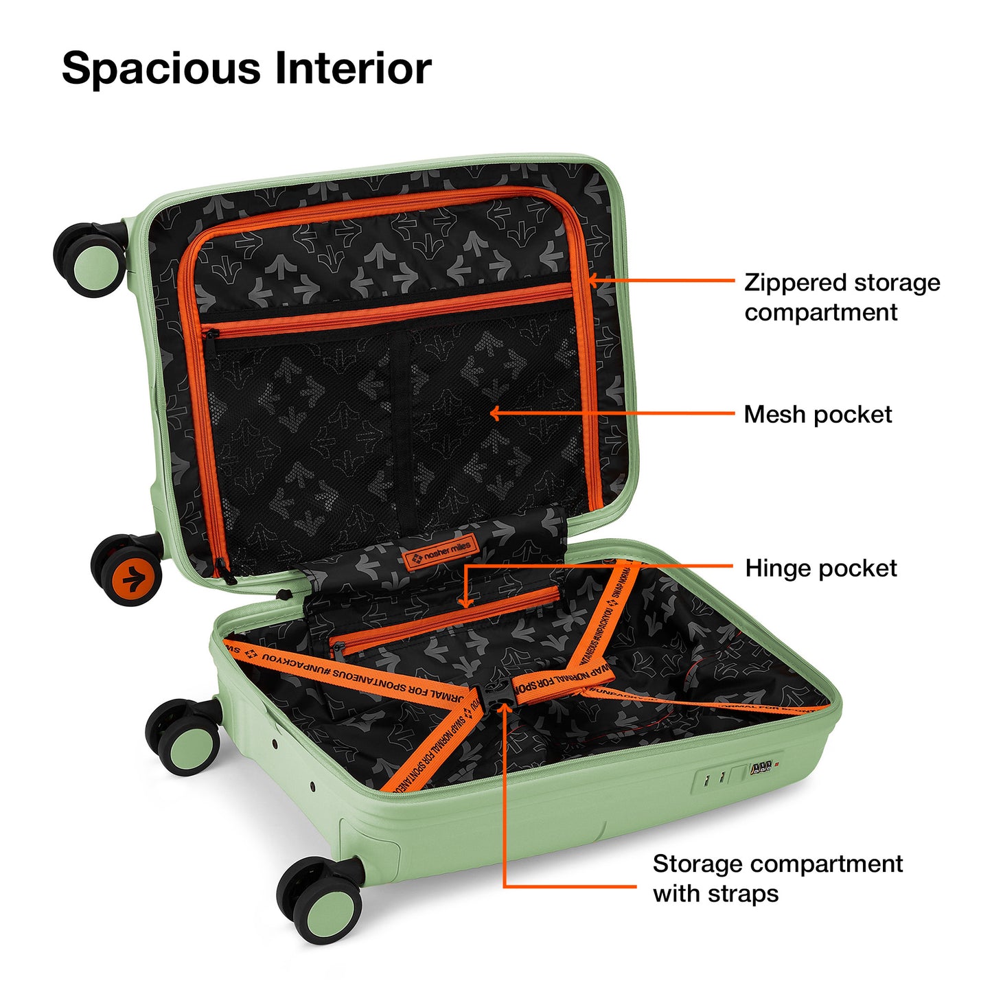 Nasher Miles Singapore Hard-Sided Polypropylene Cabin Luggage Avacado Green 20 inch |55 Trolley Bag