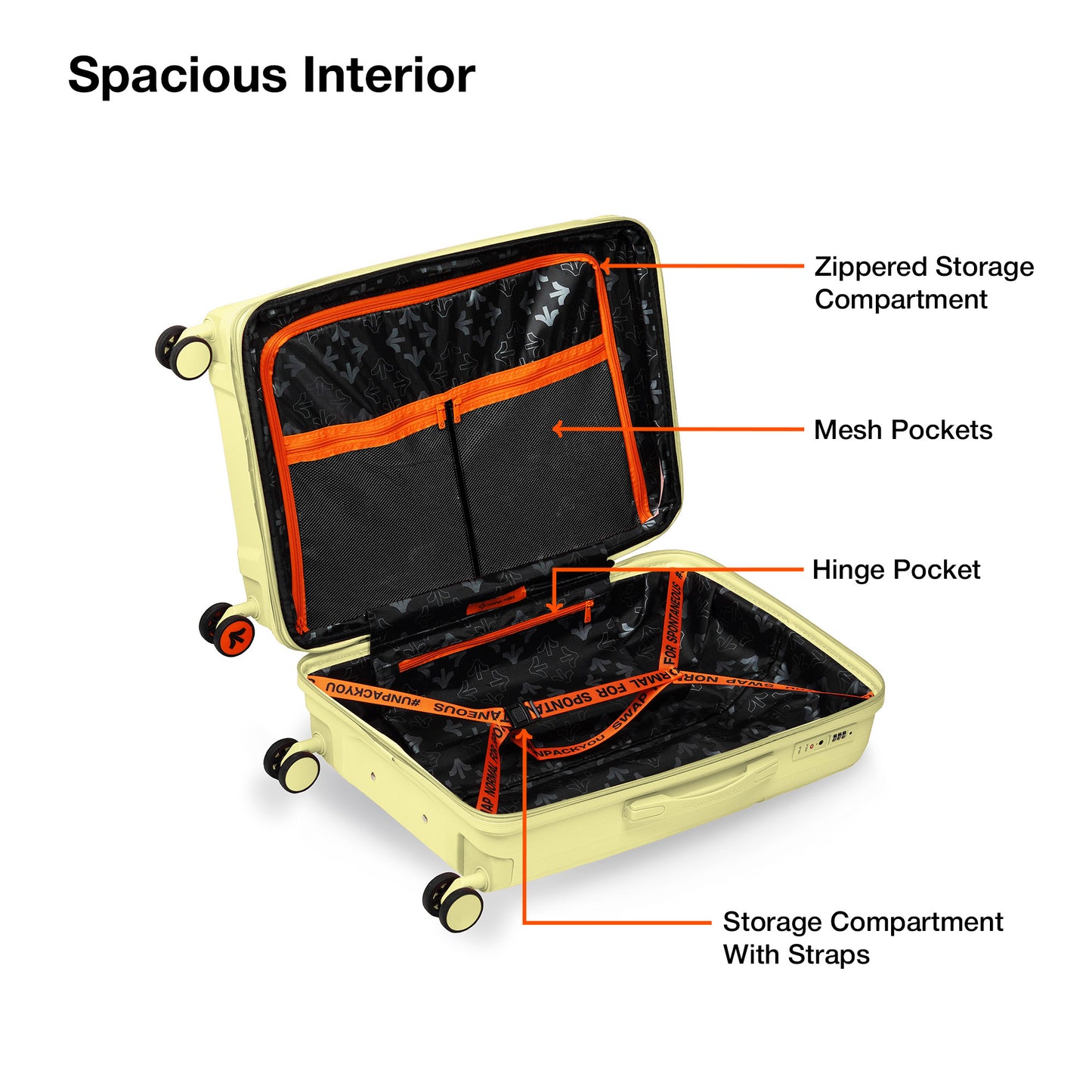 Nasher Miles Krabi Expander Hard-Sided Polypropylene Cabin Luggage Yellow 20 inch |55 Trolley Bag