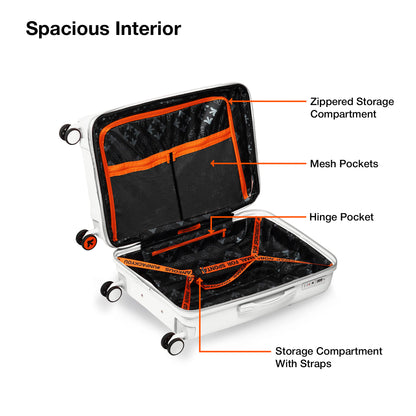 Nasher Miles Krabi Expander Hard-Sided Polypropylene Cabin Luggage White 20 inch |55 Trolley Bag