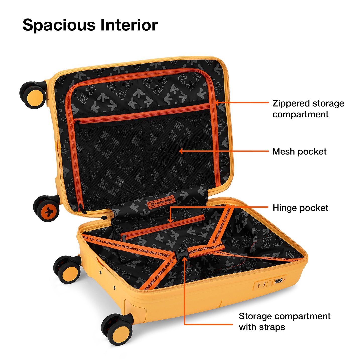 Nasher Miles Singapore Hard-Sided Polypropylene Cabin Luggage Yellow 20 inch |55 Trolley Bag