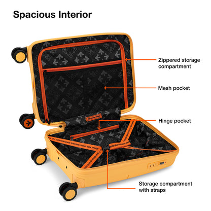 Nasher Miles Singapore Hard-Sided Polypropylene Cabin Luggage Yellow 20 inch |55 Trolley Bag