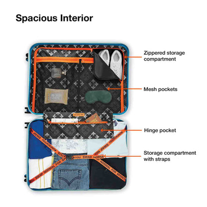 Nasher Miles Chicago Hard-Sided Polycarbonate Printed Check-in Luggage Lemon Teal 28 inch (75) Trolley Bag