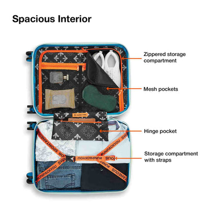 Nasher Miles Chicago Hard-Sided Polycarbonate Printed Cabin Luggage Lemon Teal 20 inch (55) Trolley Bag