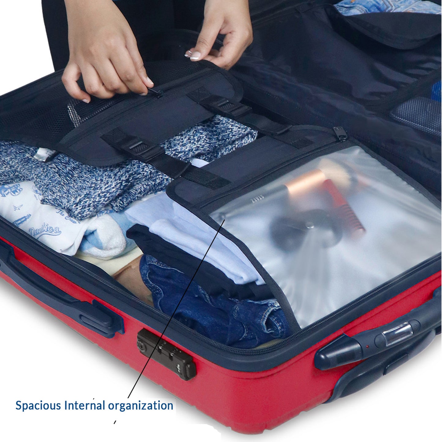 Carriall Groove Polypropylene (55 cm) Red Smart Check-in Trolley Luggage with inbuilt Weighing Scale