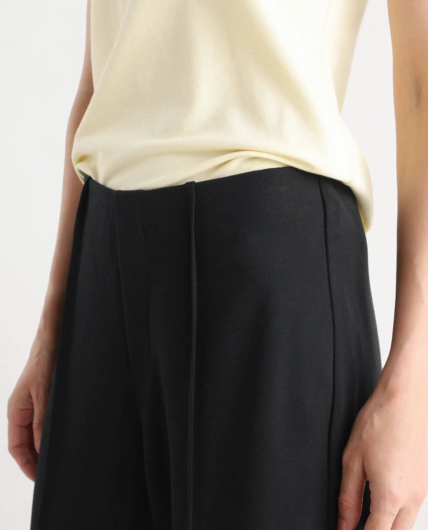 Rareism Women's Jancura Black Nylon Fabric Straight Plain Trouser | RAREISM at Broadway