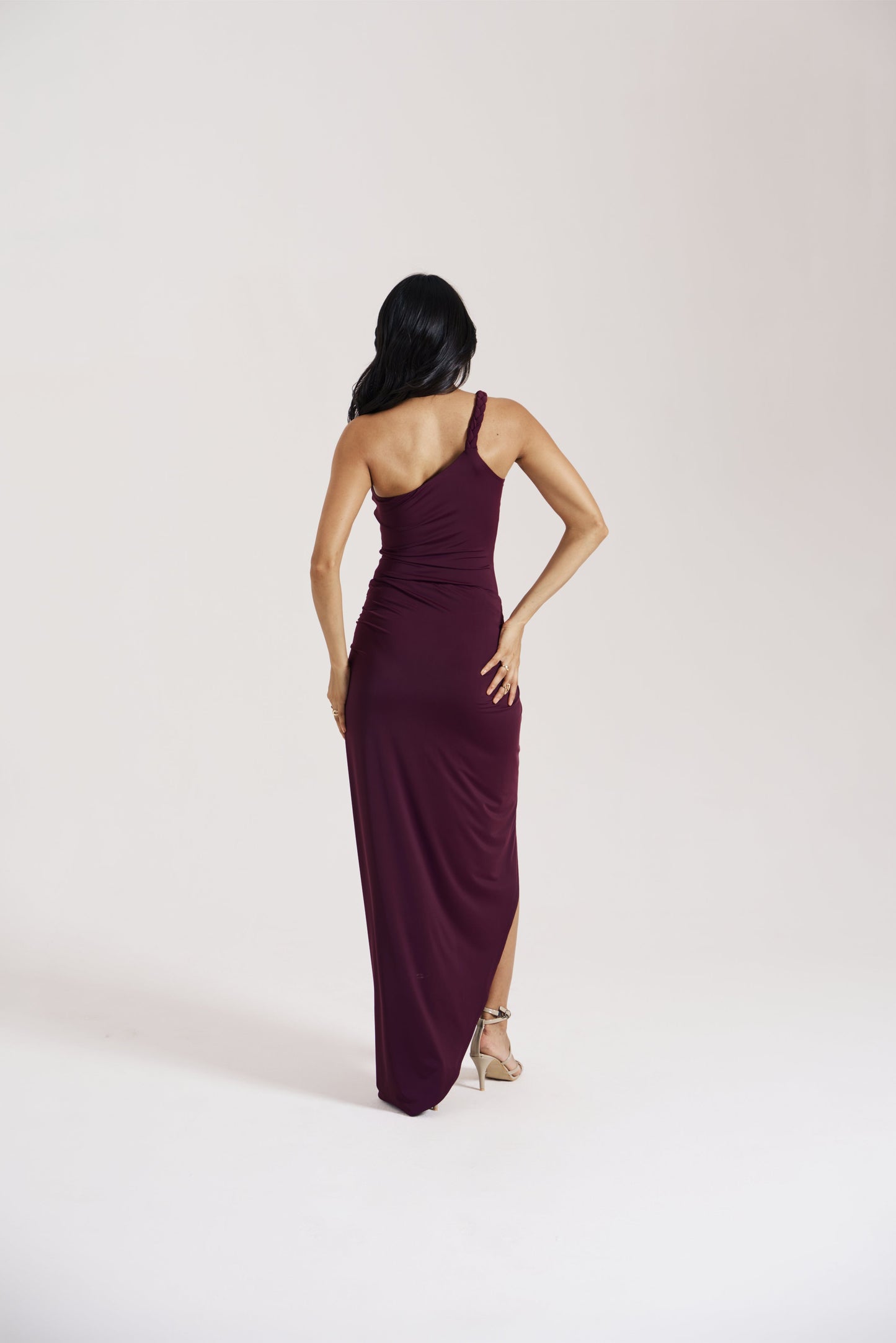 Berry Ruched Slit Skirt