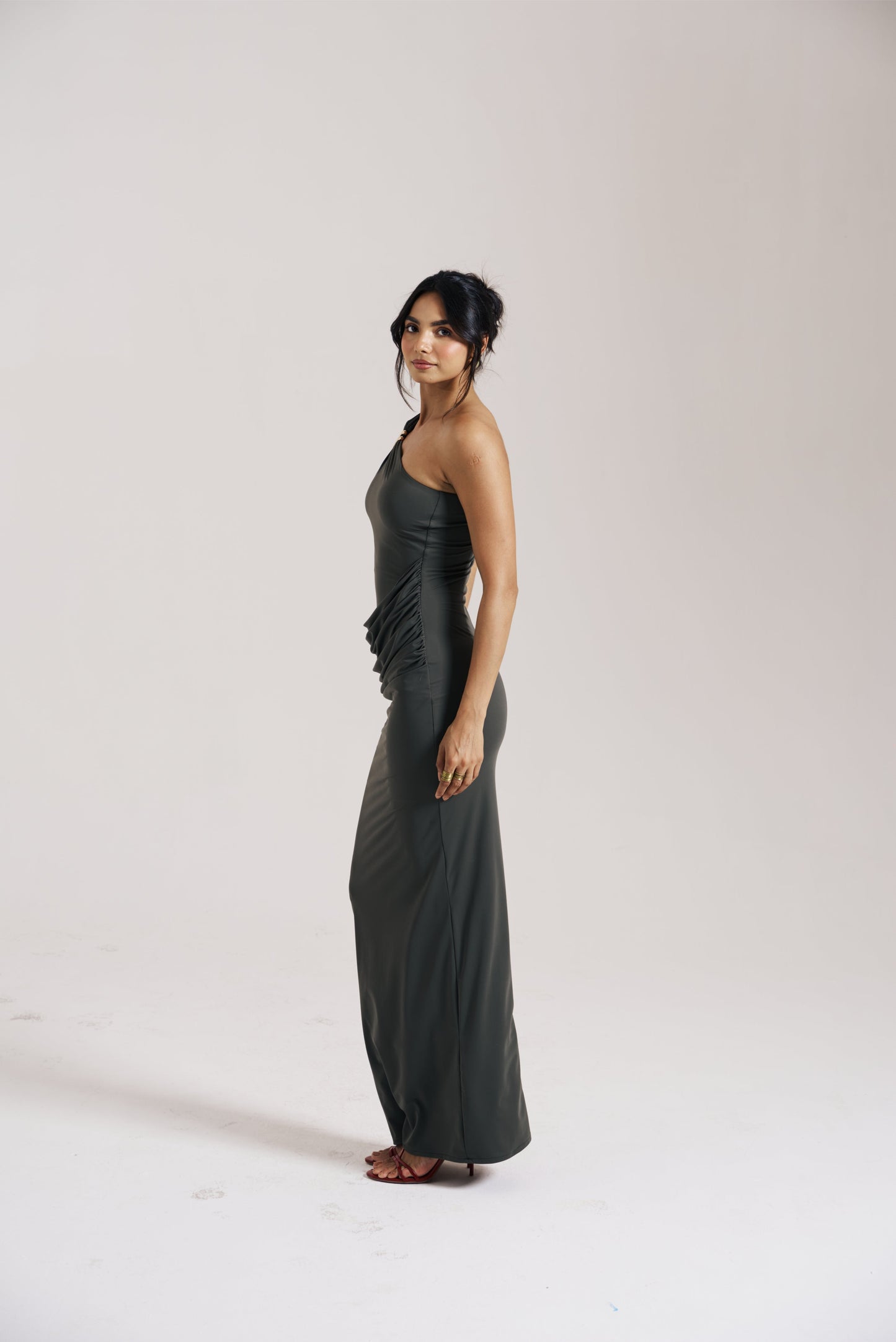 Olive One Shoulder Dress