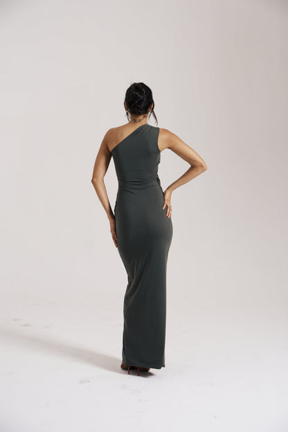 Olive One Shoulder Dress
