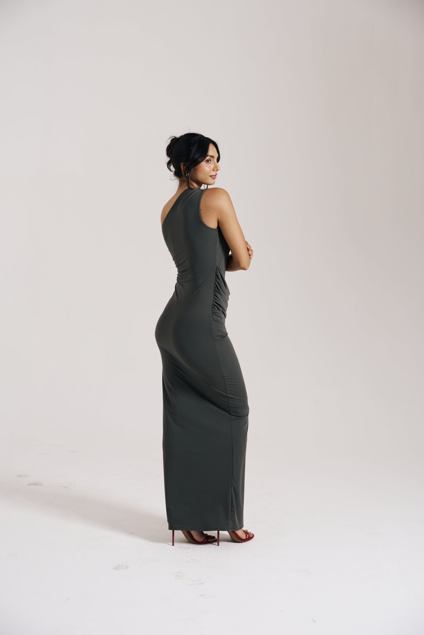 Olive One Shoulder Dress