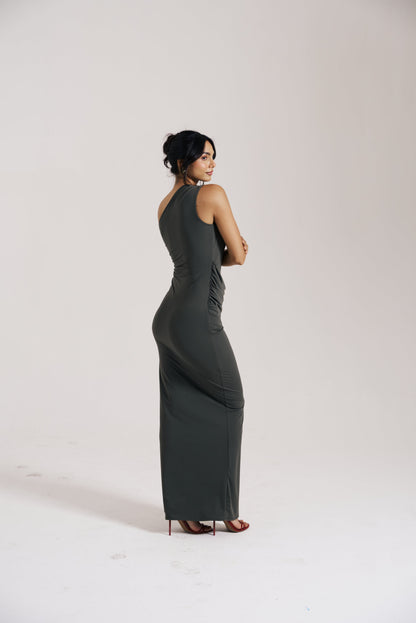Olive One Shoulder Dress
