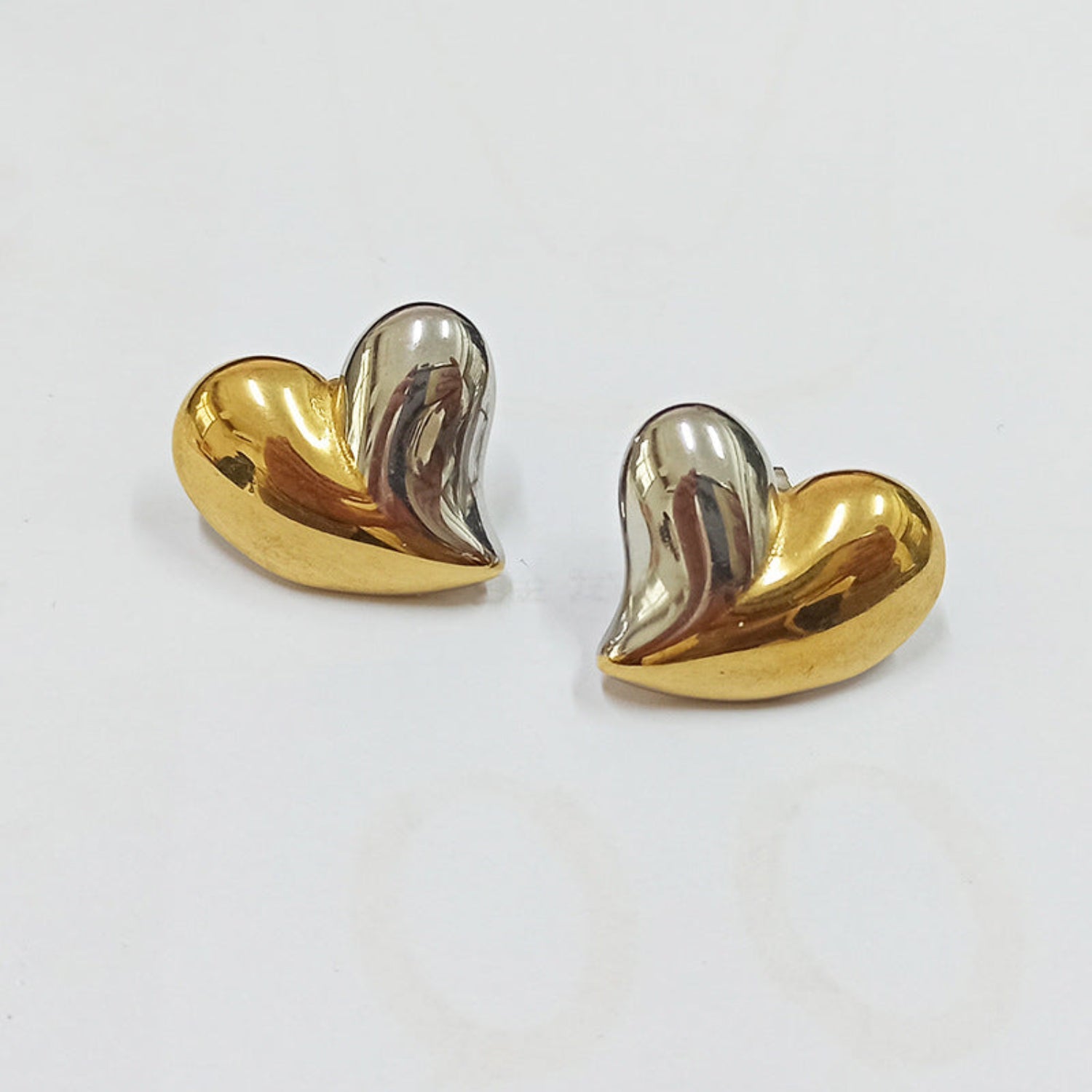 Dual Tone Heart Pin Earrings JLT12671 | Just Lil Things at Broadway