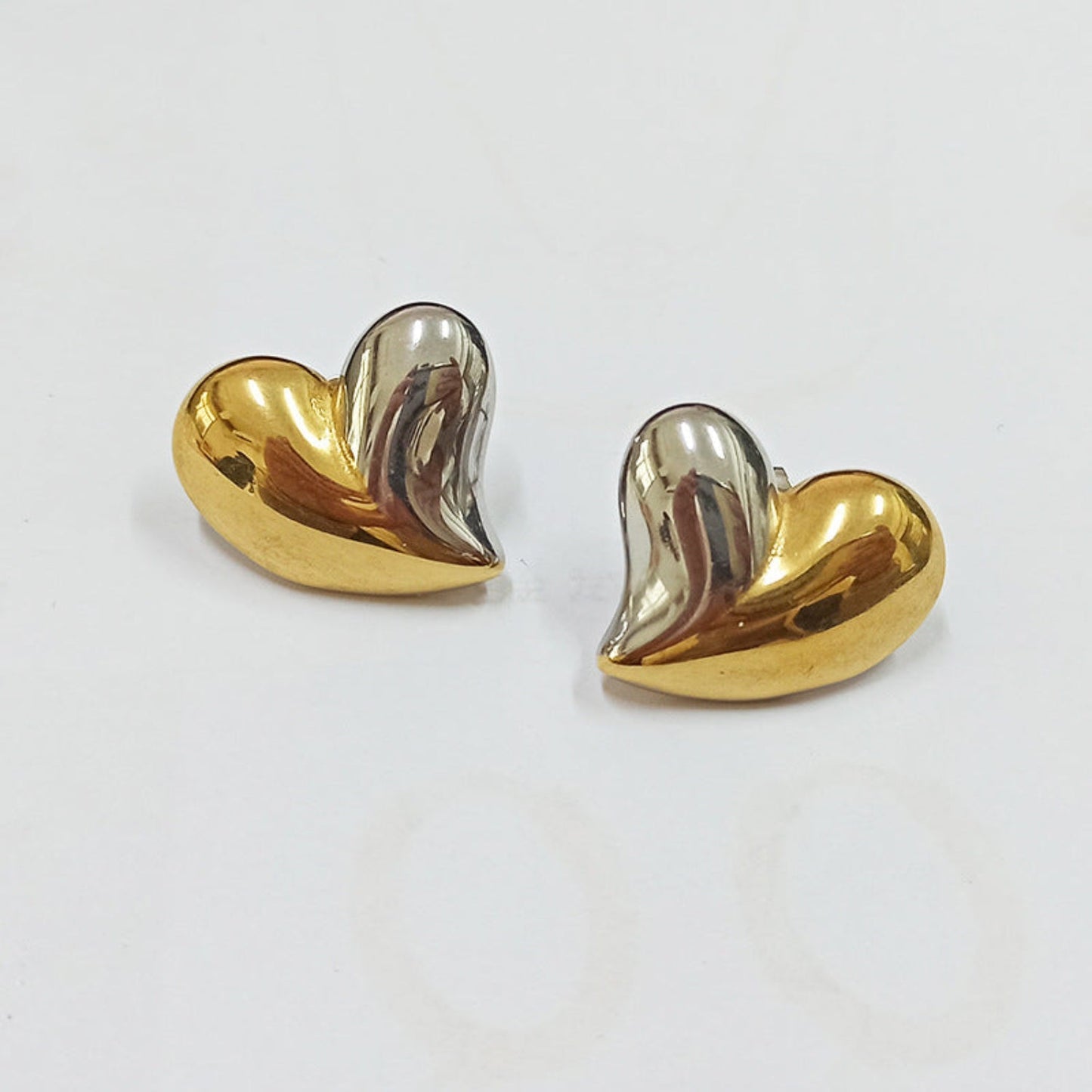 Dual Tone Heart Pin Earrings JLT12671 | Just Lil Things at Broadway