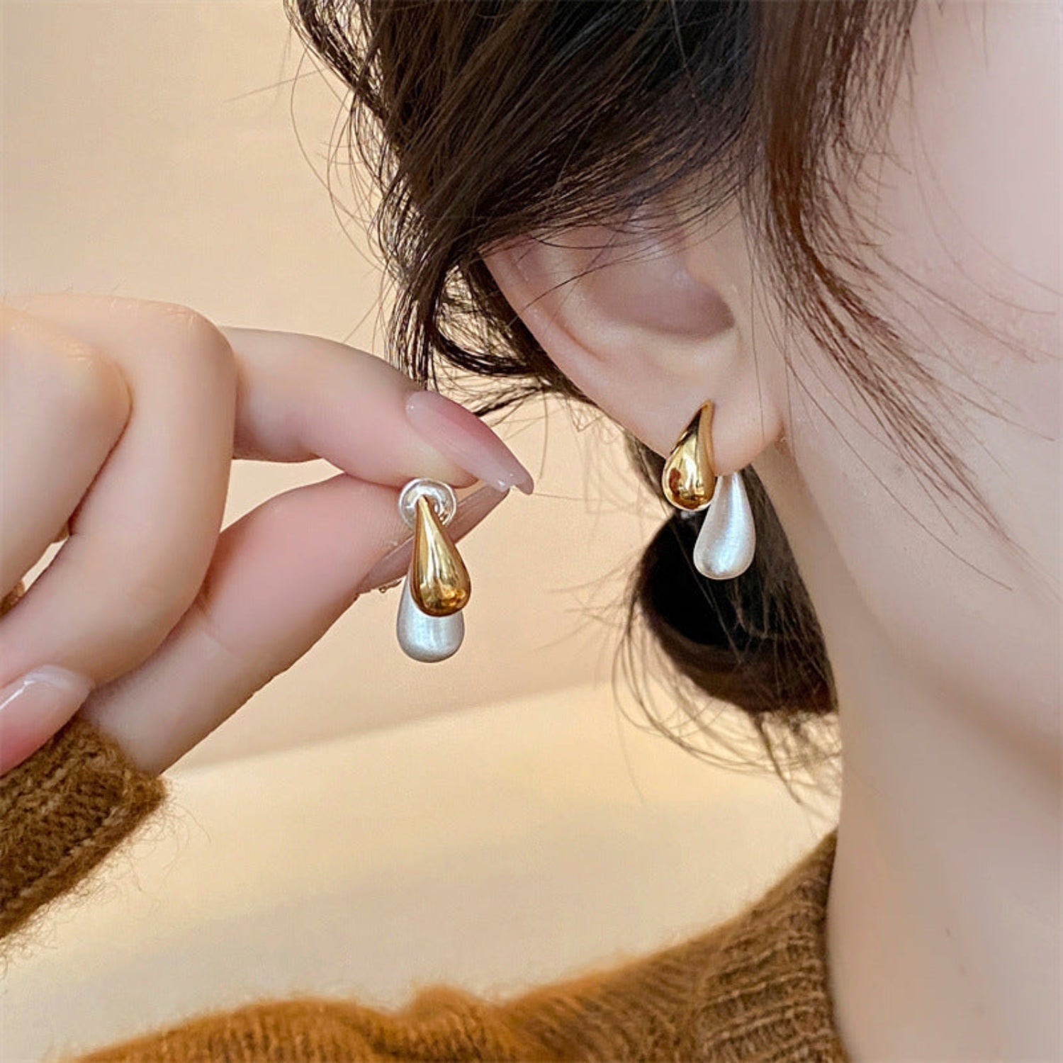 Dual Water Droplets Pin Earrings JLT12847 | Just Lil Things at Broadway