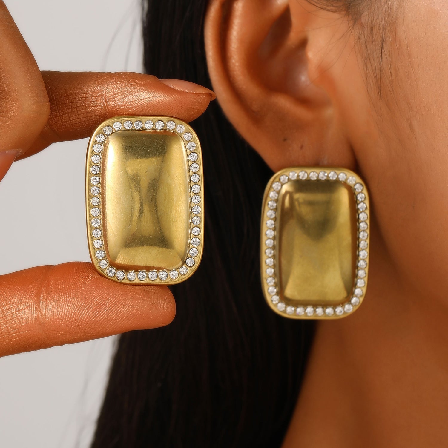 Quadratic Stone Stud Earring JLT12924 | Just Lil Things at Broadway