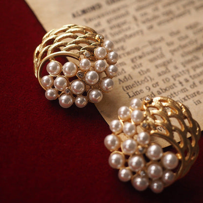 Luxury Pearl Wave Earrings with Rhinestone Highlights JLT13008 | Just Lil Things at Broadway