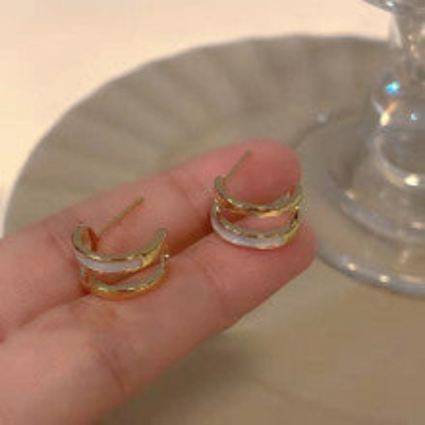 Crystal Gleam Bars Pin Earrings JLT13031 | Just Lil Things at Broadway