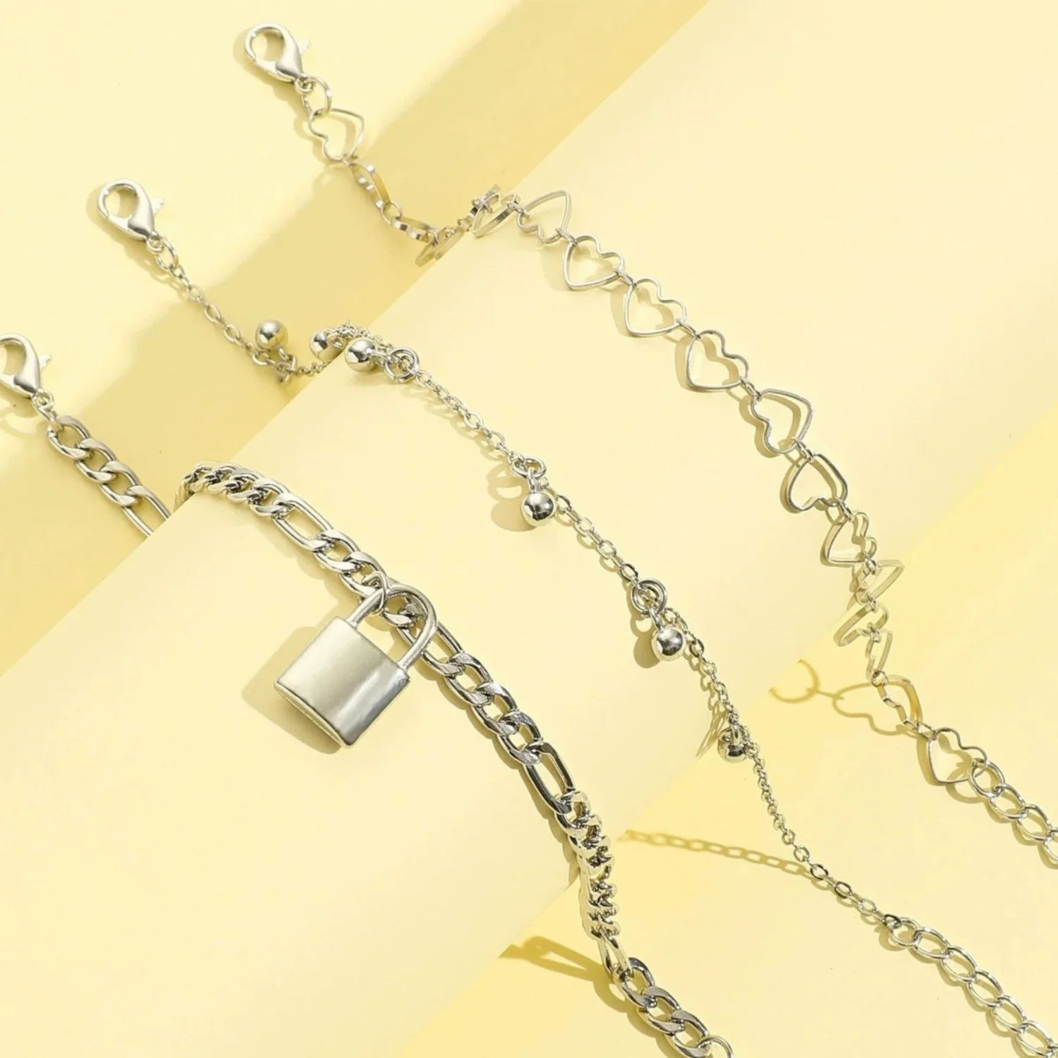 Edgy Romance Triple-Layer Anklet Set JLTAK0009 | Just Lil Things at Broadway