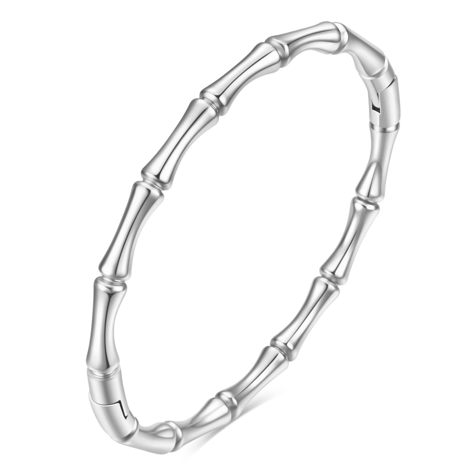 Bamboo Textured Cool-Tone Silver Bracelet JLTB0683 | Just Lil Things at Broadway