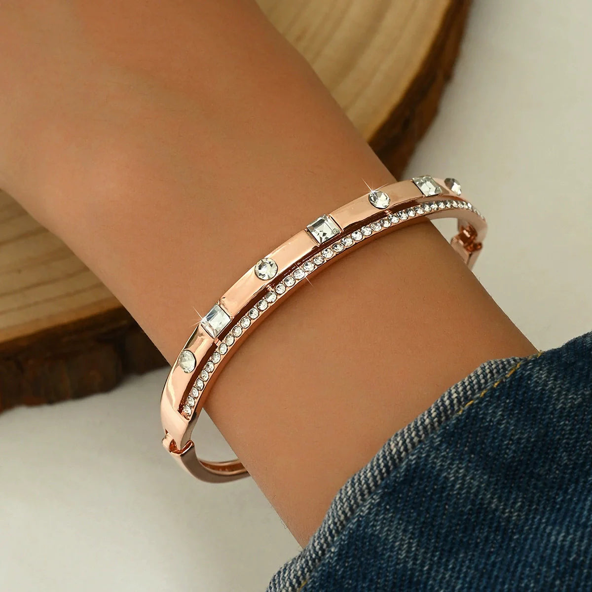 Radiant Elegance Rose Gold Bangle high-end niche exquisite Bracelet  JLTB0726 | Just Lil Things at Broadway