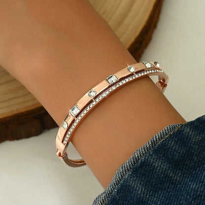Radiant Elegance Rose Gold Bangle high-end niche exquisite Bracelet  JLTB0726 | Just Lil Things at Broadway