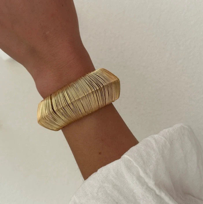 Just lil Things Textured Gold Dome Bangle ‚Äì Layered Wire Design JLTB0890 | Just Lil Things at Broadway