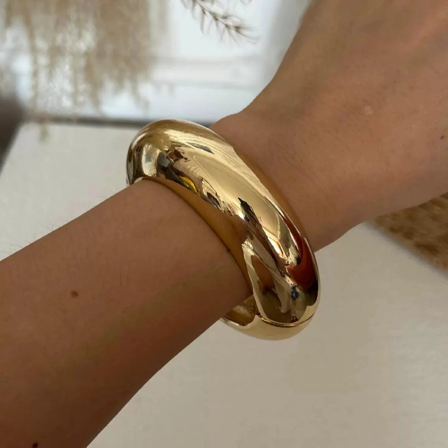 Just Lil Things Polished Gold Chunky Dome Cuff Bracelet Design JLTB0915 | Just Lil Things at Broadway