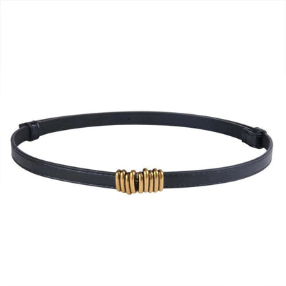 Just Lil Things Black Sleek Belt with Gold Coil Detailing JLTHB