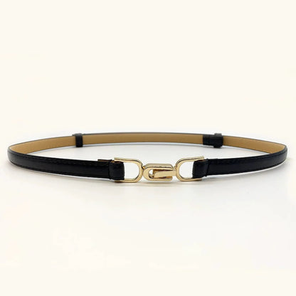 Minimalist Gold Clasp Skinny Black Belt JLTHB0274