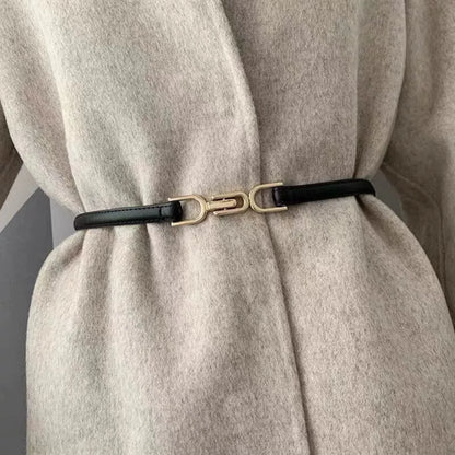 Minimalist Gold Clasp Skinny Black Belt JLTHB0274