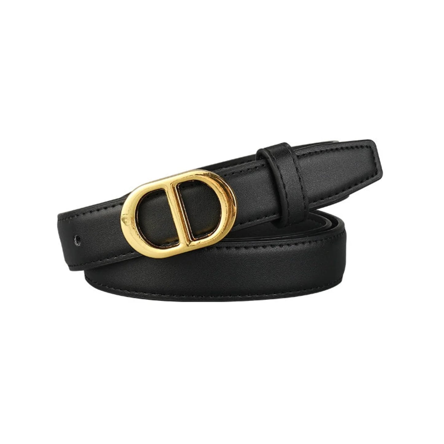 Oval Gold Buckle Black Belt JLTHB0304