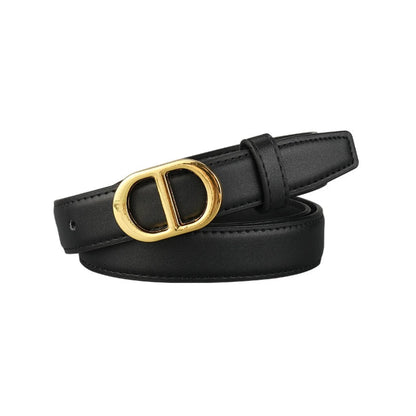 Oval Gold Buckle Black Belt JLTHB0304