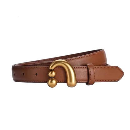 Sculptural Gold Hook Brown Belt JLTHB