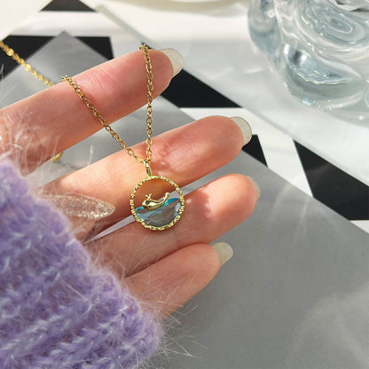 Blue Crystal whale Pendant Necklace â€“ Elegant Nature-Inspired Jewelry JLTN0540