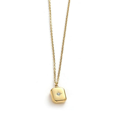 Gold Star Engraved Pendant Necklace | Minimalist Charm for Everyday Elegance-jltn0640