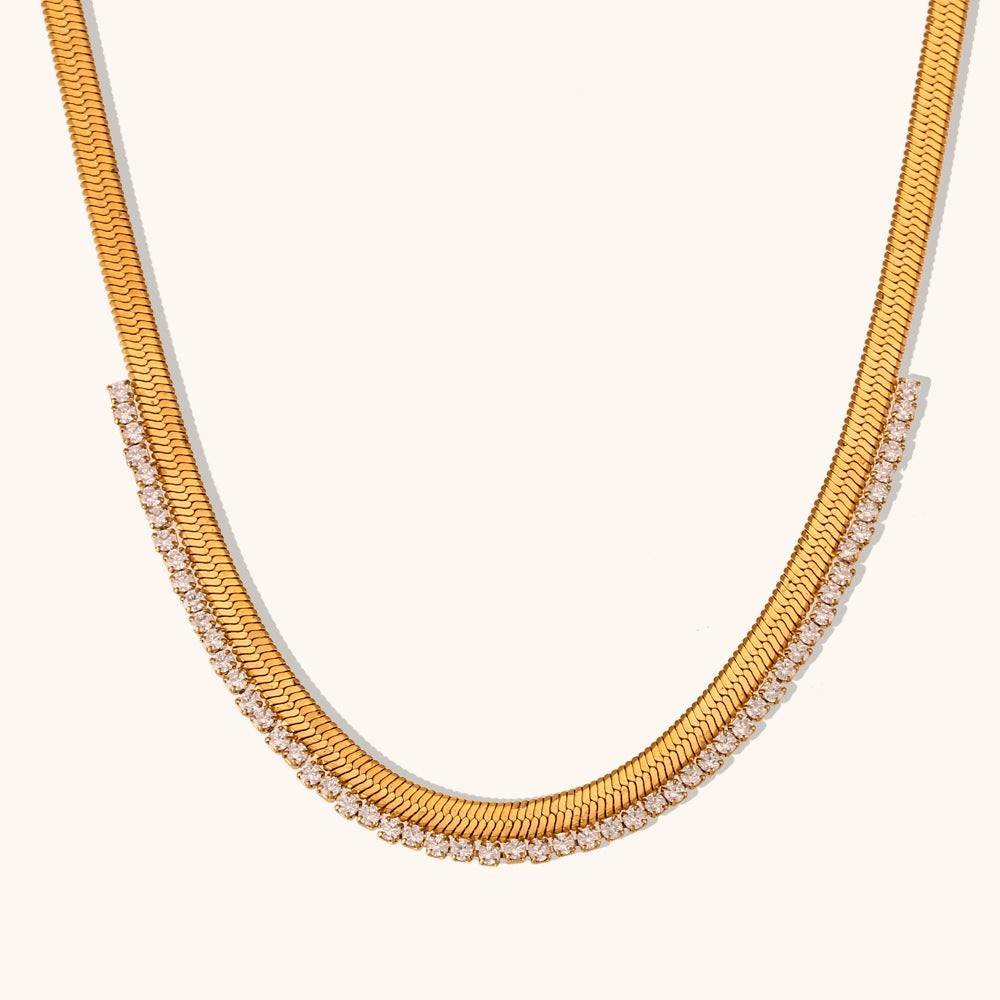Dual Layer Zirconia Studed Necklace JLTN1234 | Just Lil Things at Broadway