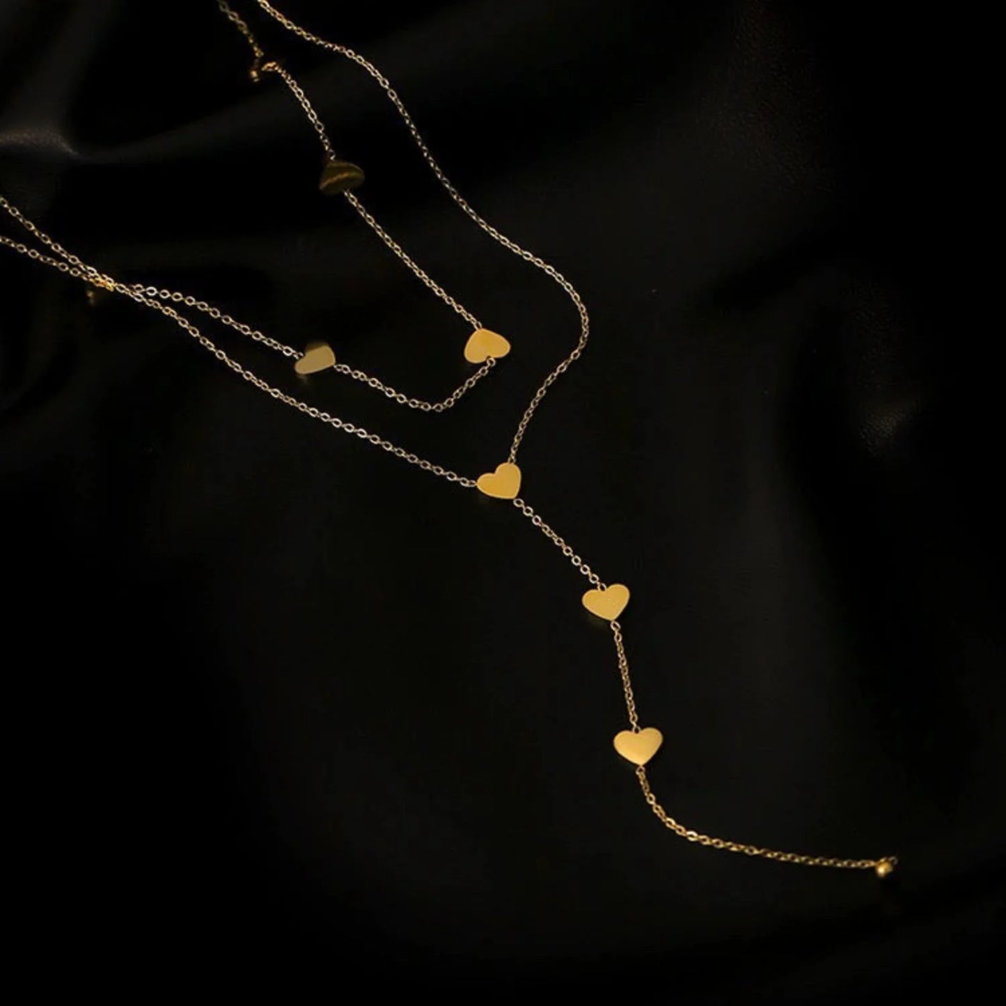 Two Layered Heart Drop Y-Necklace JLTN